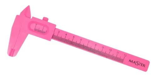 PAQUÍMETRO GRANDE COM TRAVA PARA DESIGN DE SOBRANCELHAS ROSA 12CM