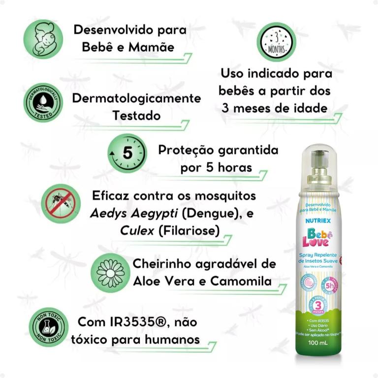 REPELENTE CONTRA INSETOS EM SPRAY SUAVE BEBÊ LOVE 100ML