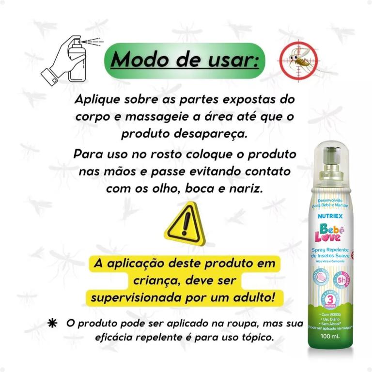 REPELENTE CONTRA INSETOS EM SPRAY SUAVE BEBÊ LOVE 100ML
