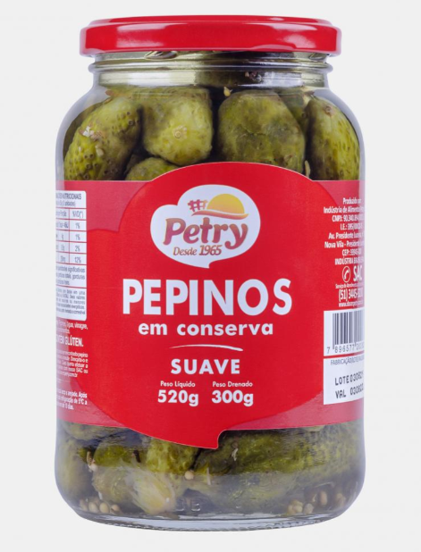 PEPINO EM CONSERVA PETRY SUAVE 300G