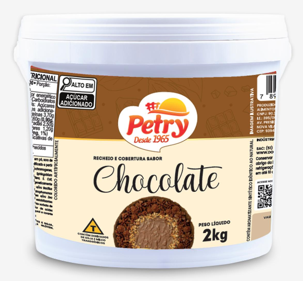 RECHEIO E COBERTURA SABOR CHOCOLATE PETRY 2KG