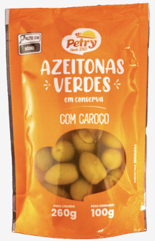 AZEITONAS VERDES POUCH PETRY 100G C/ CAROÇO
