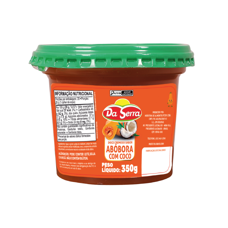 DOCE DE FRUTAS DA SERRA ABOBORA C/ COCO 350GR