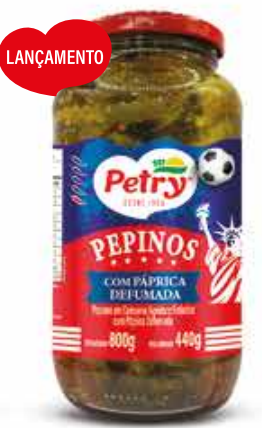 PEPINOS AGRIDOCE FATIADOS COM PÁPRICA DEFUMADA PETRY 440GR