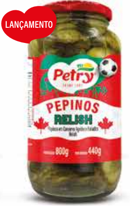 PEPINOS EM CONSERVA AGRIDOCE FATIADOS RELISH PETRY 440GR