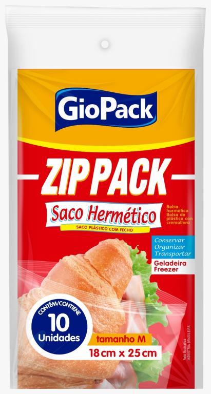 SACO PLASTICO C/FECHO  ZIP PACK TAM. M 18X25CM C/10UN