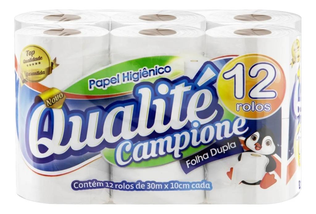 PAPEL HIG. QUALITE CAMPIONE FL. DUPLA 30M C/12UN