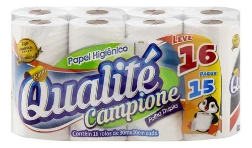 PAPEL HIG. QUALITE CAMPIONE FL. DUPLA 30M C/16UN