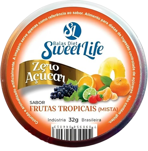 BALA DIET SWEET LIFE LATA FRUTAS TROPICAIS 6 UN 32GR