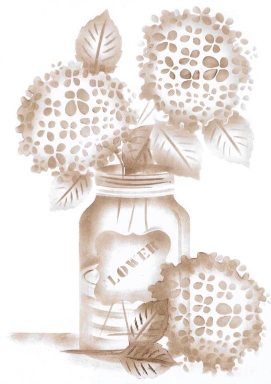 Pote de vidro com Hortênsias