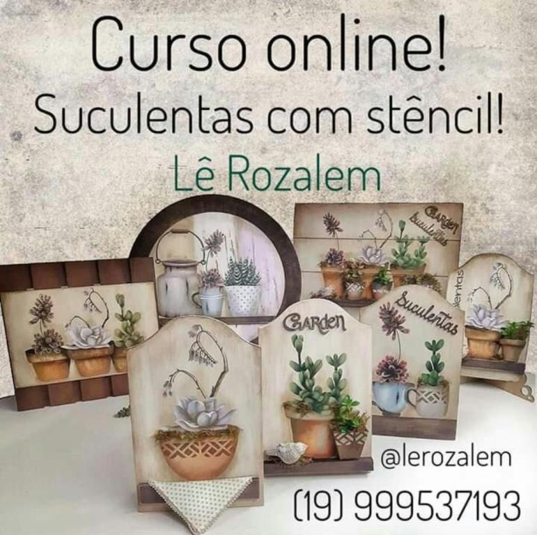 Curso Suculentas com stêncil - com Lê Rozalem
