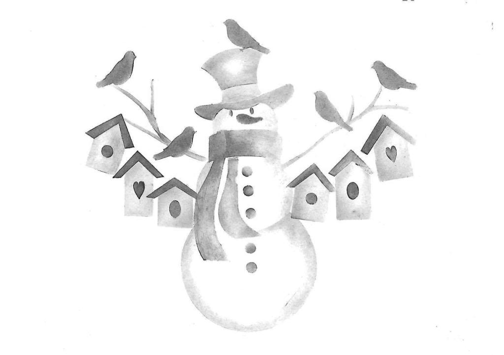 Boneco Neve com galhos e casinhas