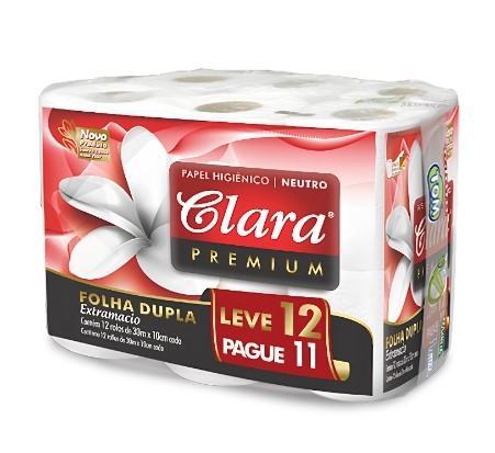 Papel Higiênico Clara F. Dupla 06x12x30m Premium, CLARAMAX