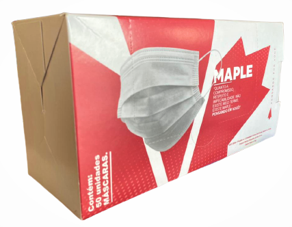 Máscara Cirurgica Tripla Proteção C/Elástico, Descartável, MAPLE
