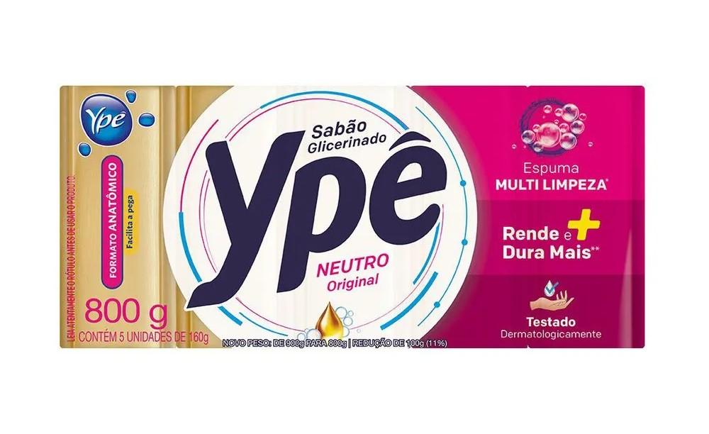 Sabão em Barra Glicerinado Neutro 10x5x160gr YPE