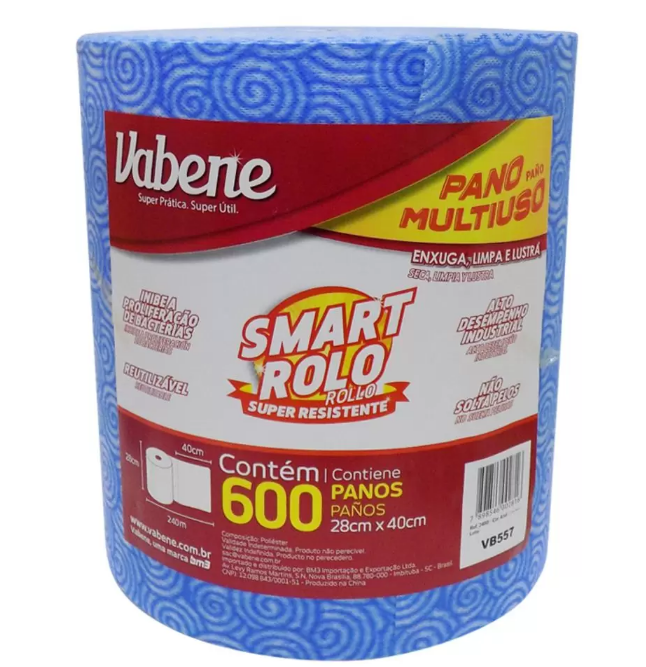 Pano Multiuso Smart, 28cmx40cm, (600 Panos), Azul, VABENE