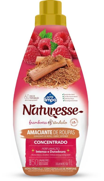 Amaciante De Roupas Concentrado Naturesse 1L, Framboesa e Sândalo, GOTA LIMPA