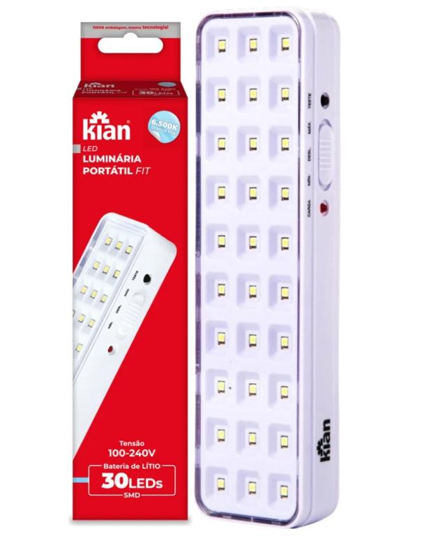 Luminária De Emergência Portátil 30 Leds Fit, Bivolt, KIAN