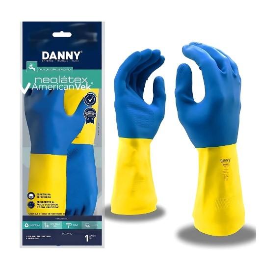 Luva Látex/Neoprene Bicolor Reforç. Tam. P, DANNY