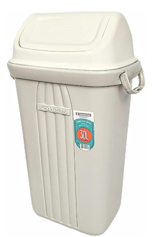 Lixeira Com Tampa Basculante Cinza, 30L, SANREMO