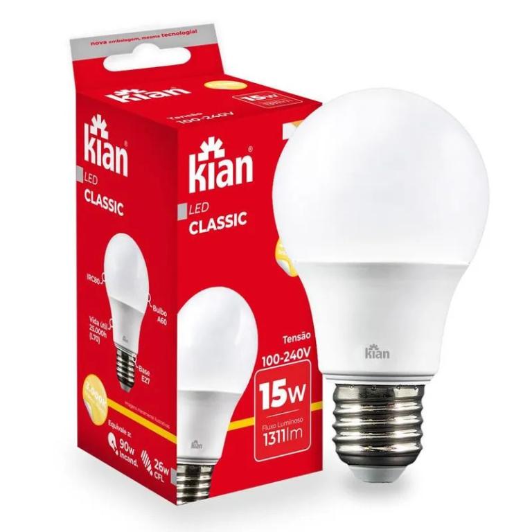 Lampada Led Classic Bulbo Amarela 15w (90w/26w) Biv, KIAN