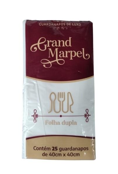 Guardanapo Branco Luxo, 40x40 Folha Dupla Pct C/25un, Grand Marpel