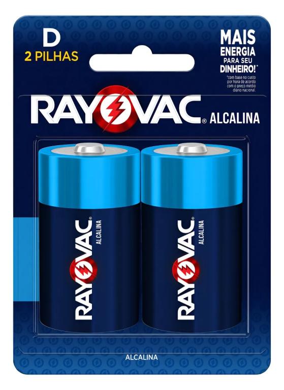 Pilha Alcalina D Grande, Cartela C/2, RAYOVAC