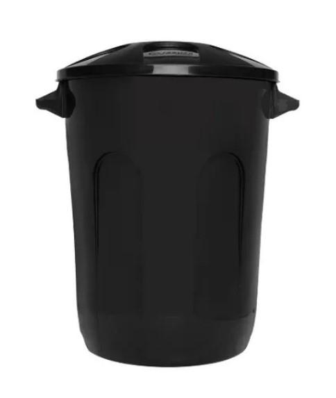 Lixeira Cesto Plástica C/Tampa 93L, Preta, JAGUAR