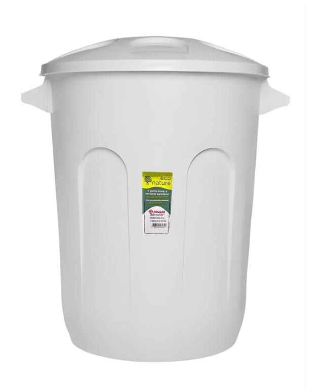 Lixeira Cesto Plástica C/Tampa 60L, Branca, JAGUAR