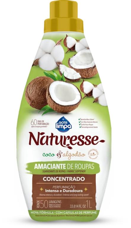 Amaciante De Roupas Concentrado Naturesse 1L, Coco e Algodão, GOTA LIMPA