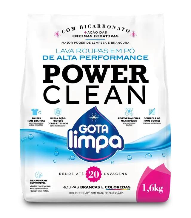 Sabão Em Pó 1,6kg, Power Clean, GOTA LIMPA