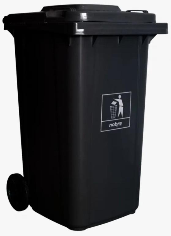 Lixeira Coletora 240L, Modelo Europeu - Preta, Nobre
