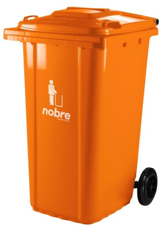 Lixeira Coletora 240L, Modelo Europeu - Laranja, Nobre