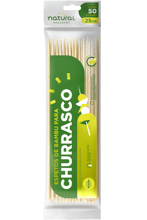 Espeto De Bambu 25cm 100x50, NATURAL
