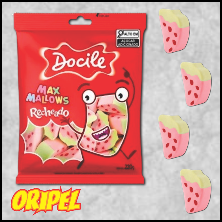 MARSHMALLOWS RECHEADO MORANGO DOCILE 220G