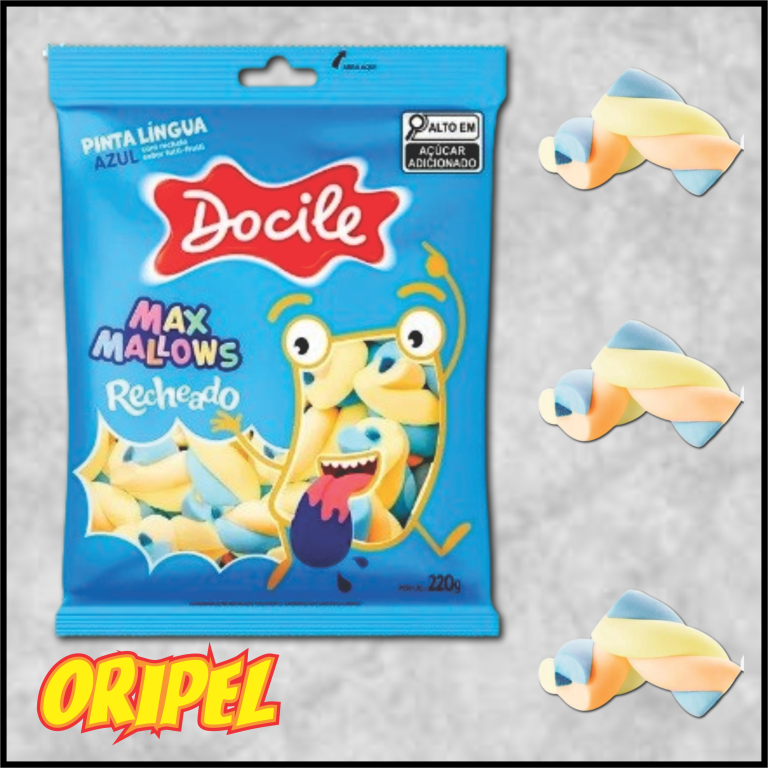 MARSHMALLOWS RECHEADO PINTA LINGUA AZUL DOCILE 220G