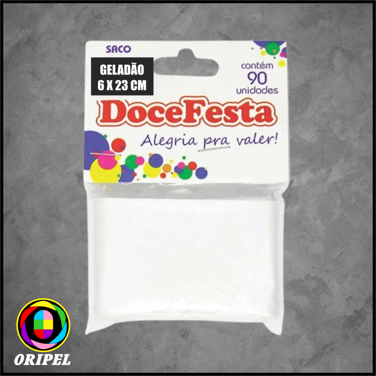 SACO GELADAO 6X23CM DOCE FESTA 90 UN