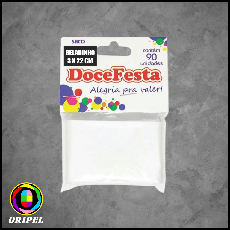 SACO GELADINHO 3X22CM DOCE FESTA 90 UN