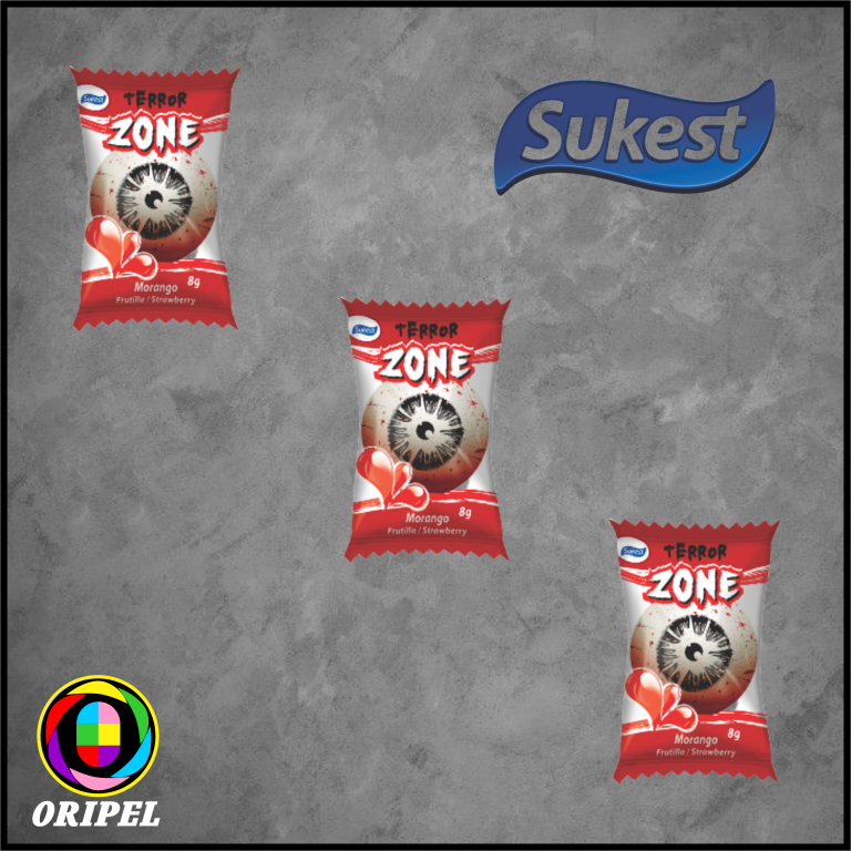 CHICLE BOLA ZONE OLHO MORANGO SUKEST 40X8G/320G