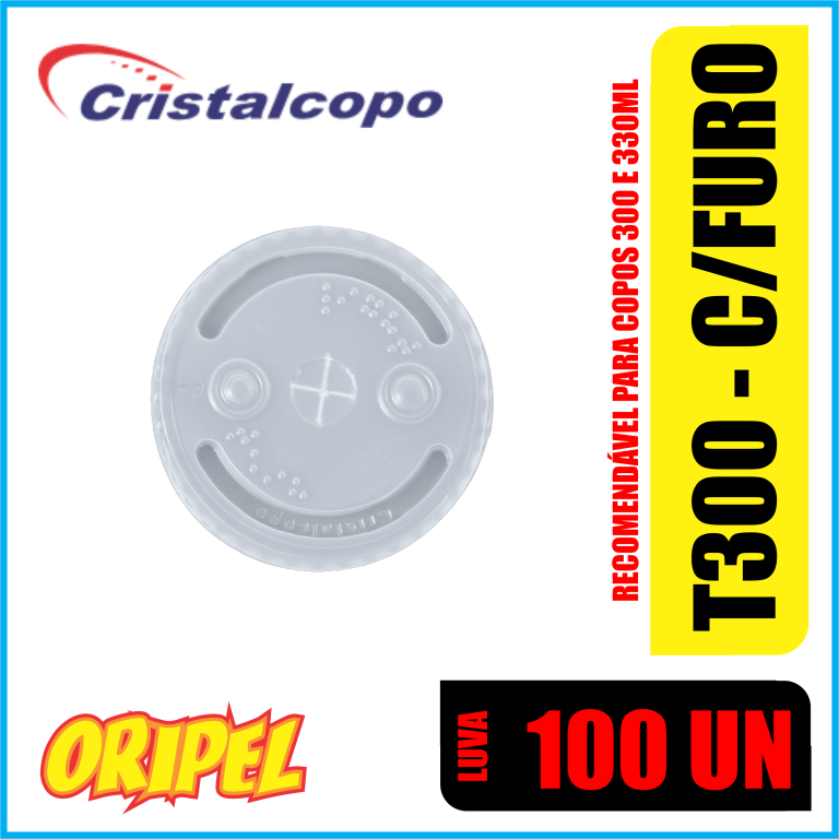 TAMPA PS T-300TRF C/FURO TRANSP CRISTALCOPO 100 UN