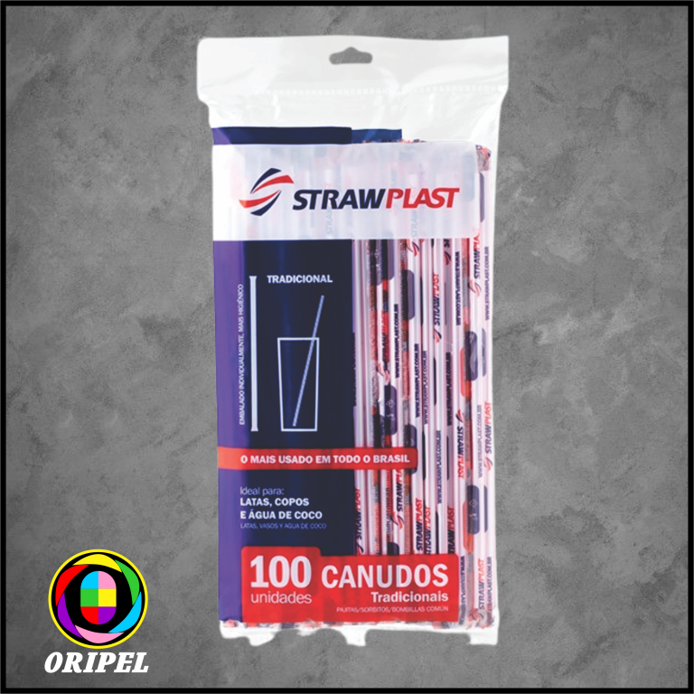 CANUDO TRAD.SACHÊ PL VERMELHO 5MMX21CM STRAWPLAST 100 UN
