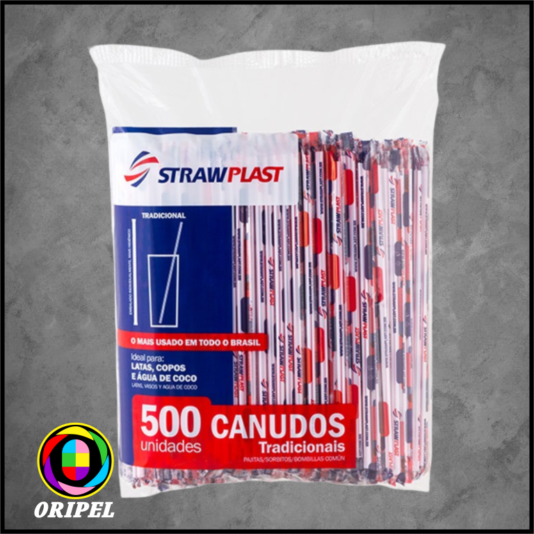 CANUDO TRAD.SACHÊ PL VERMELHO 5MMX21CM STRAWPLAST 500 UN