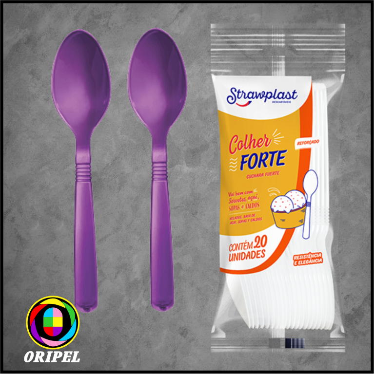 COLHER AÇAI MAROMBA/ROXA STRAWPLAST 50UN