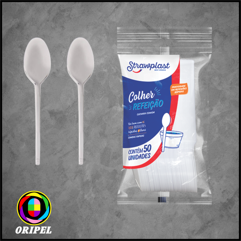 COLHER REFEIÇÃO CRISTAL STRAWPLAST 50 UN