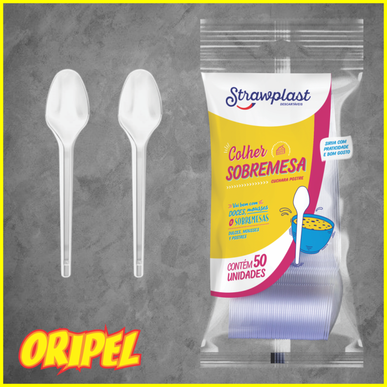COLHER SOBREMESA/CRISTAL STRAWPLAST 50 UN