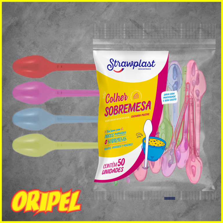 COLHER SOBREMESA/MISTA NEON STRAWPLAST 50 UN