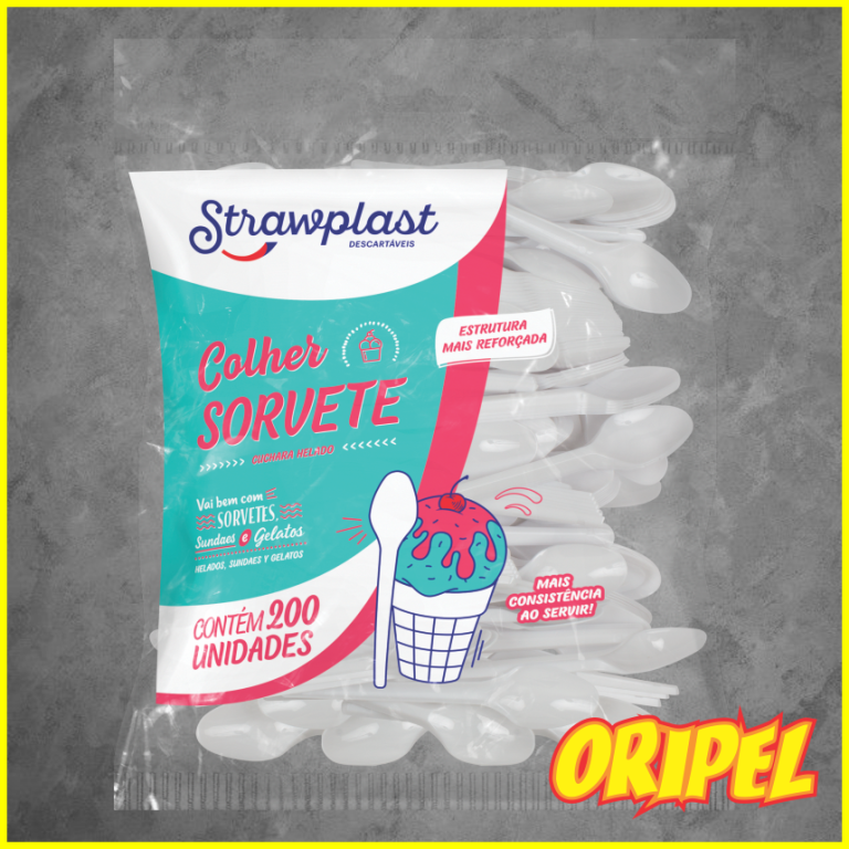 COLHER SORVETE/BRANCA STRAWPLAST 200 UN