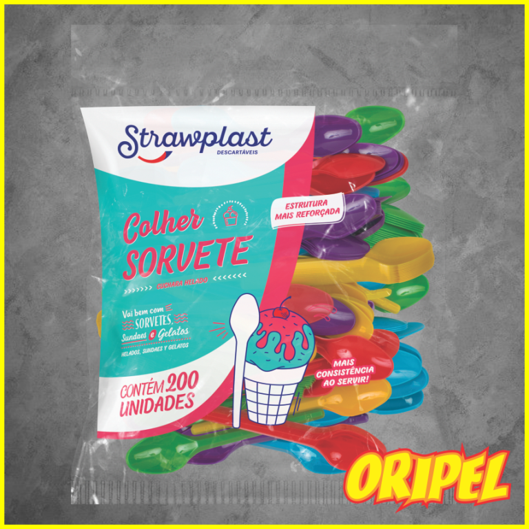 COLHER SORVETE/MISTA STRAWPLAST 200 UN
