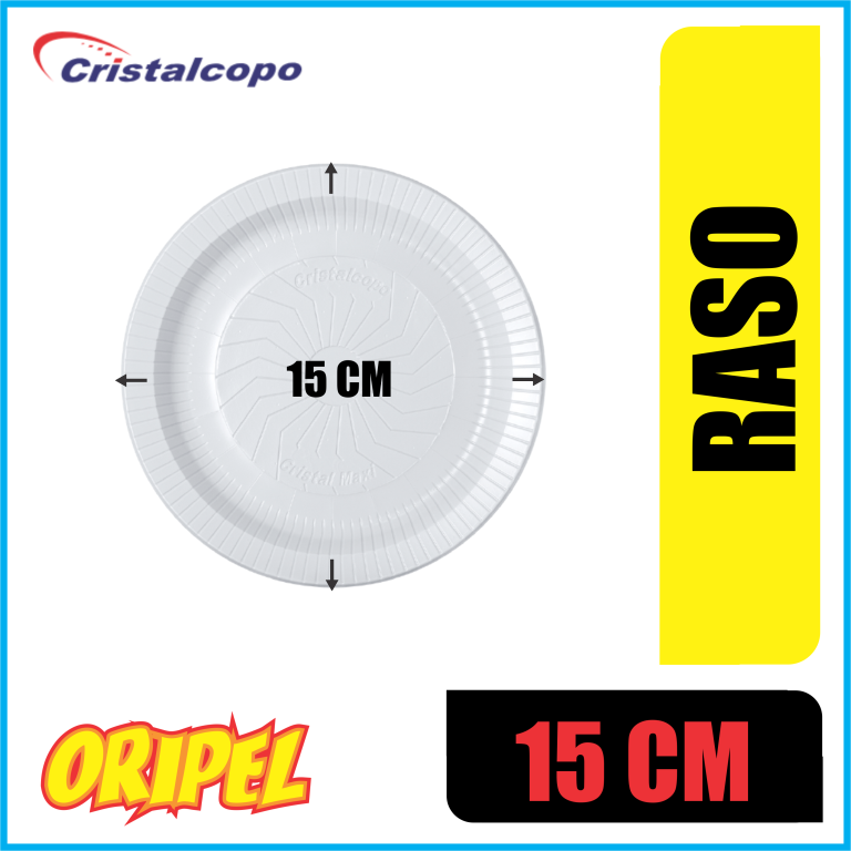 PRATO RASO 15CM/BRANCO CRISTALCOPO 10 UN