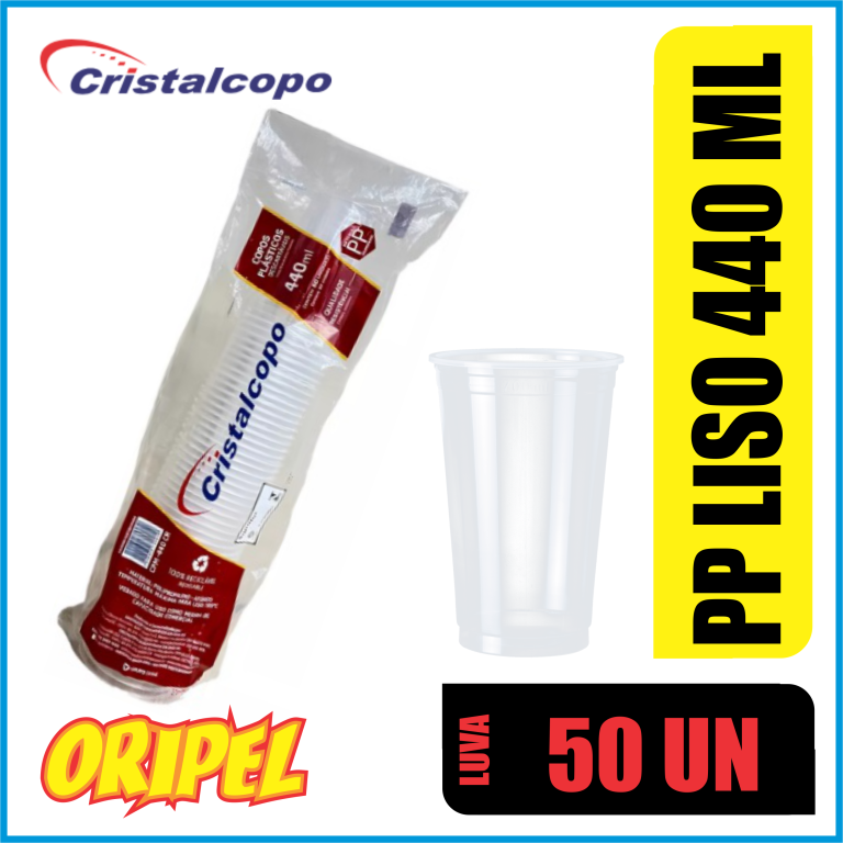 COPO PP LISO 440ML/CPM-440CR CRISTALCOPO 50 UN